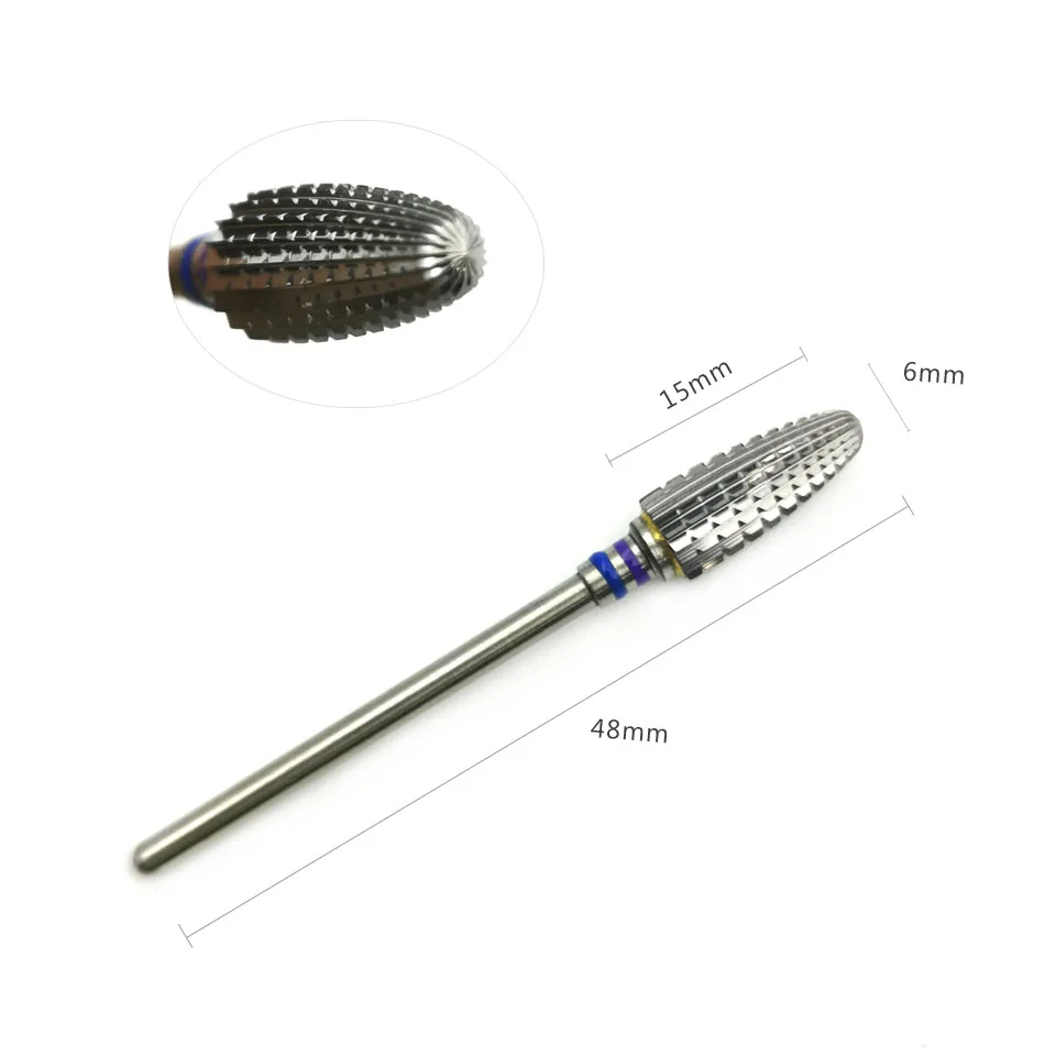 HYTOOS 6mm Vlam Bits 3/32 Twee-weg Nail Boor Carbide Bramen Frezen Voor Manicure Verwijderen gel Bestand Accessoires