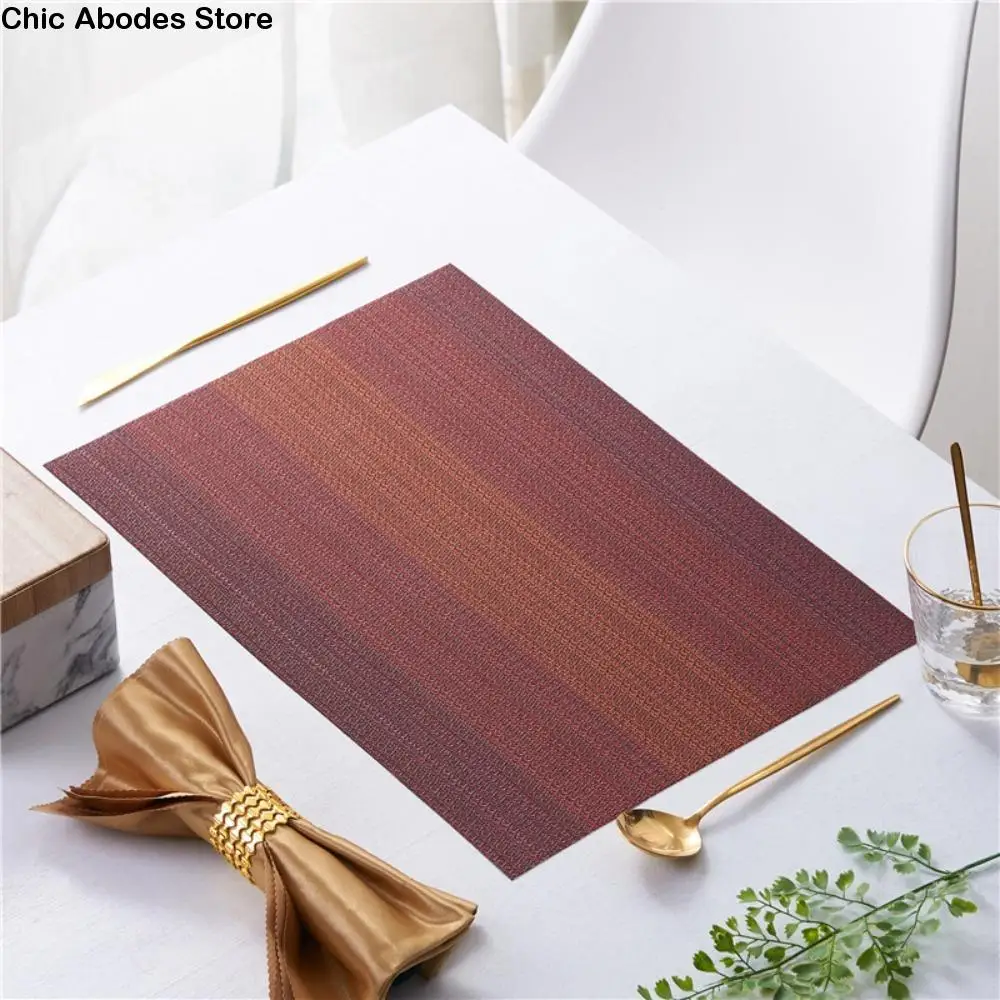 

6Pcs Luxury PVC Striped Placemat Waterproof Non-slip Table Mat Dirt-resistant Rectangular Insulation Pad Tea Table