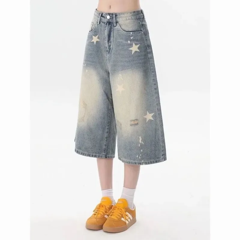 

American Retro High Waist Black Denim Shorts Women Casual Slim Fit Short Jeans
