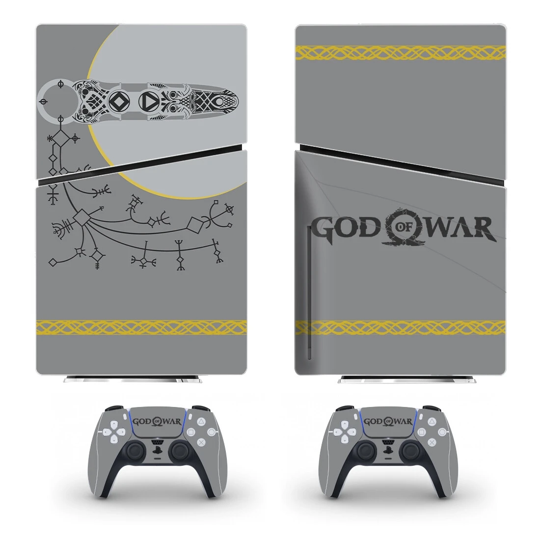 إله الحرب PS5 سليم القرص الجلد ملصق ، غطاء لصائق لوحدة التحكم و 2 وحدات تحكم ، الفينيل ، جديد
