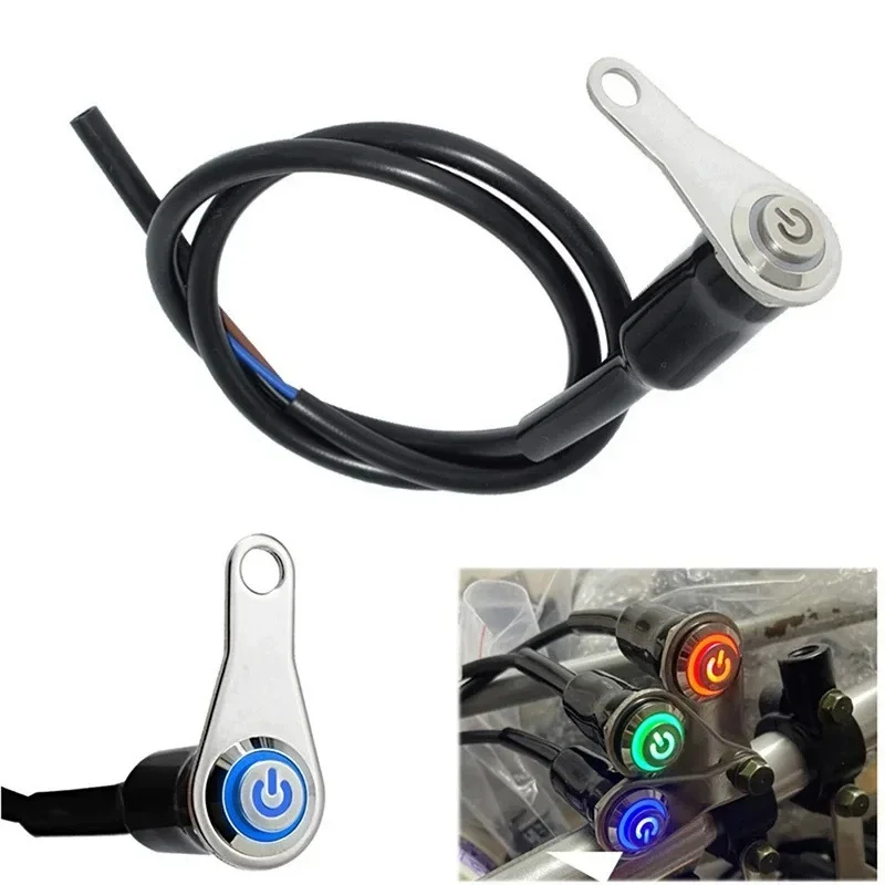 1PC LED Motorcycle Switch ON+OFF Handlebar Mount Aluminum Alloy Waterproof 12V Fog Light Lamps Motorbike Horn Push Button Switch