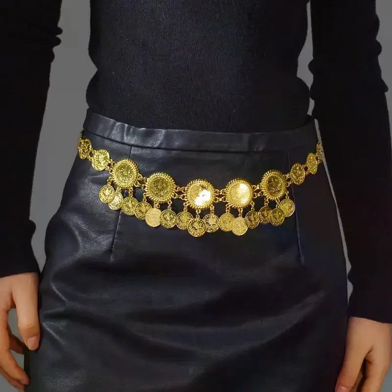 Moroccan-style Bride Belt Jewelry Chain Metal Hollowed-out Geometric Pattern Vintage Wedding Dress Performance Belt