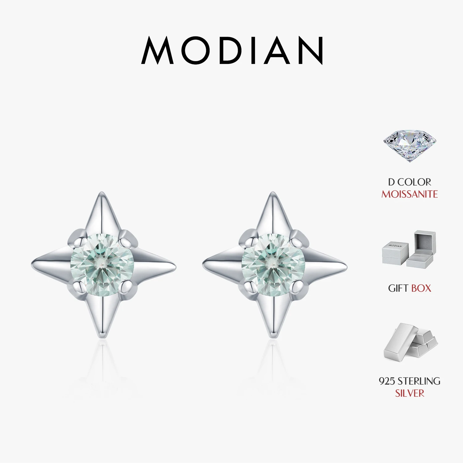 

MODIAN D Color Clarity Moissanite Ear Studs 925 Sterling Silver Exquisite Darts Stud Earrings For Women Party Fine Jewelry