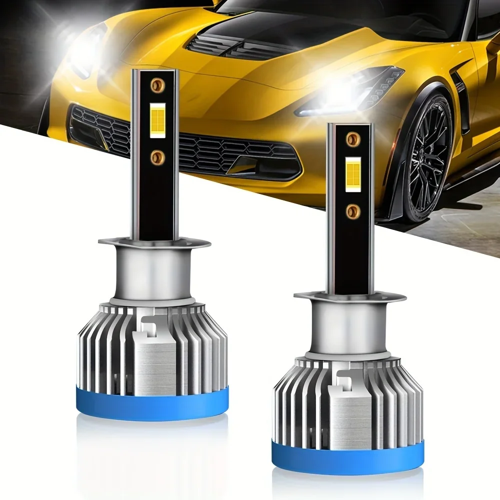 

LED Headlight Bulbs H1 12000LM High/Low Beam 6500K White Aluminum 12V 12x3570 CSP Chips Enhanced Brightness for Vehicle Lighting