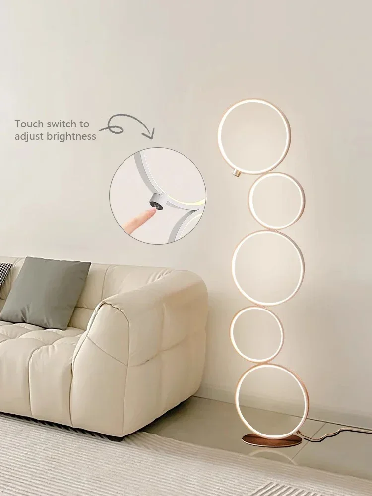Nordic Creative Affordable Luxury Five-ring Line Touch Switch Floor Lamp Art Simple Atmosphere Sense Eye Protection LED Lamp