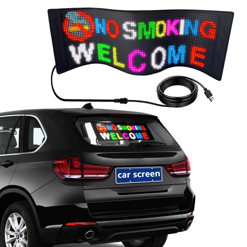 NEW LED Screen Sign RGB Foldable Scrolling Soft Flexible Message Display Board App Led Panel Car Rear Window Advertising Display