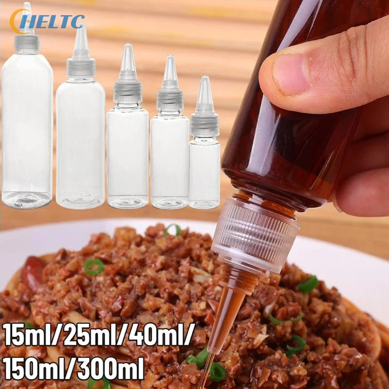5Pcs Transparent Condiment Squeeze Bottles Jam Bottles Non-Drip Oil Liquid Dispenser BBQ Sauces Oil Container Cooking Gadget