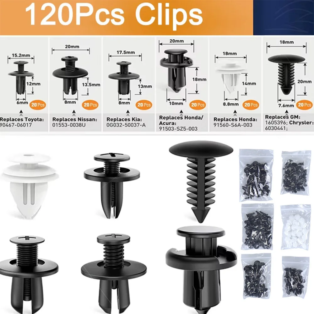 6 Size Car Fastener Clip Fender Rivet Clips Body Push Pin Rivet Bumper Door Trim Panel Retainer Car Interior Accessories Clips