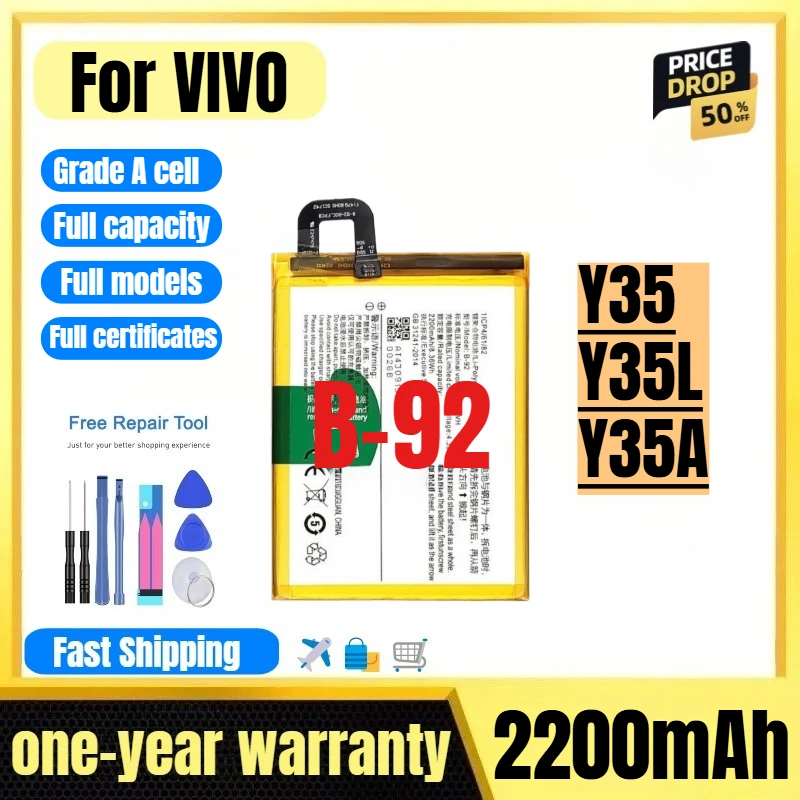 

B-92 for VIVO Y35/Y35L/Y35A Mobile Phone Battery 0 cycle high quality high capacity replacement Bateria Grade A cell with tools