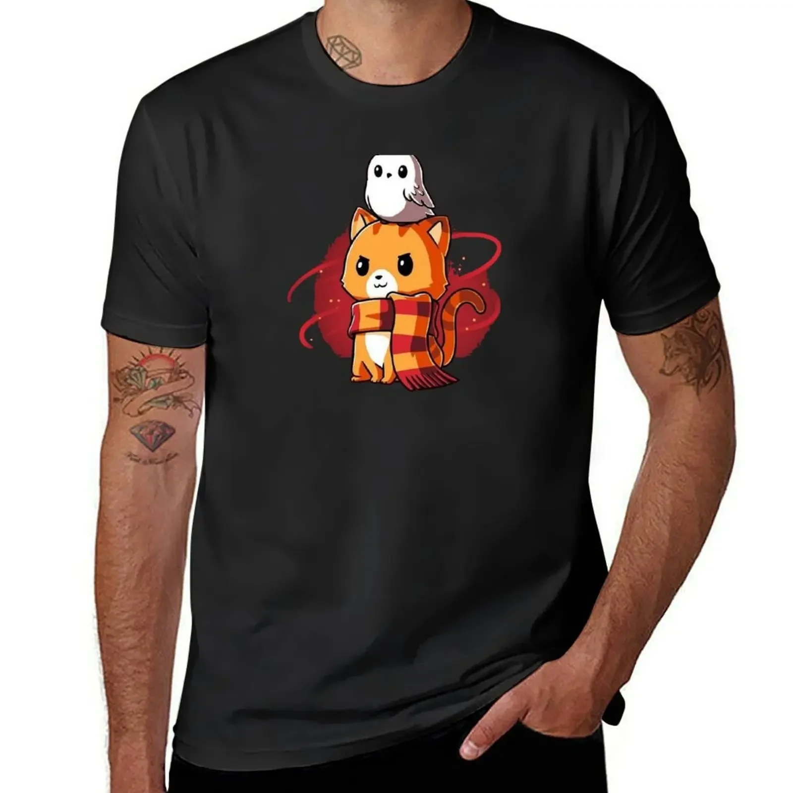 Magic Cat and Owl T-Shirt anime stuff customizeds mens graphic t-shirts anime