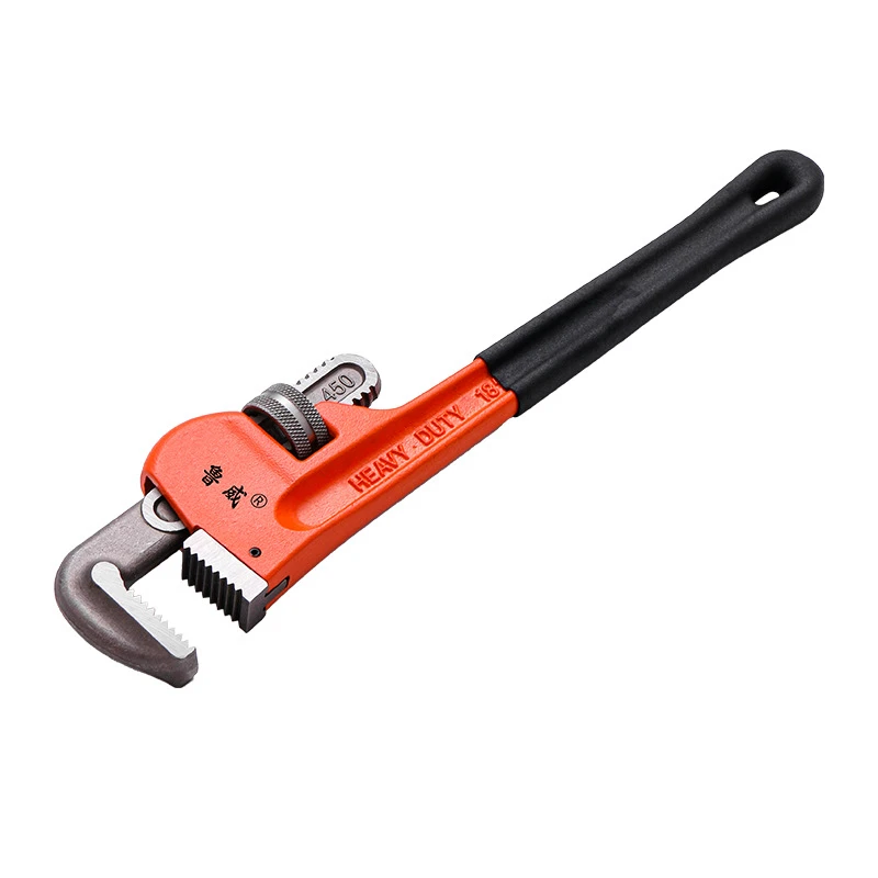 Heavy Duty Carbon Steel Straight Pipe Wrench 10", 12", 14", 18" Pipe Plier Universal Industrial Adjustable Plumbing Hand Wrench view 6