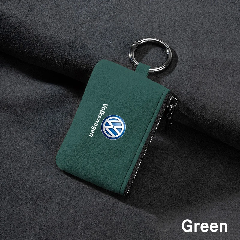 New Suede Car Remote Key Case Bag For Volkswagen VW R-line GTI R Polo Golf Passat Magotan Tiguan Jetta GTD TSI GLi Auto Keychain