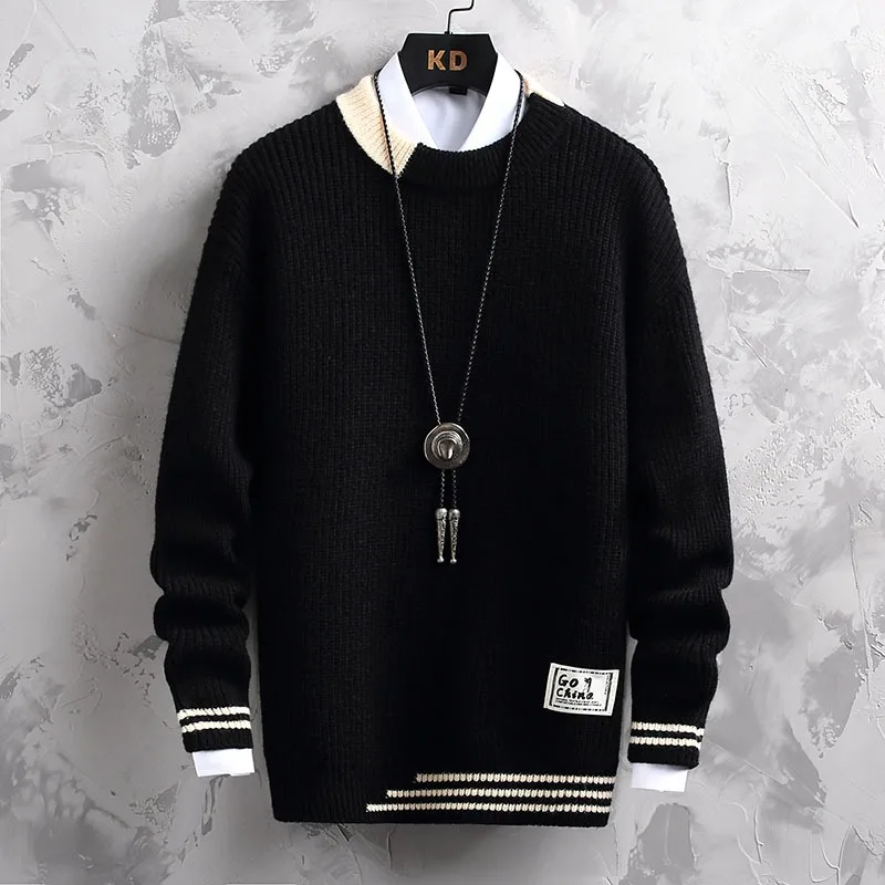 Autumn and Winter New Sweater Men\'s Korean Version Trendy Knitted Sweaters Base Shirt Casual Round Neck Pullovers