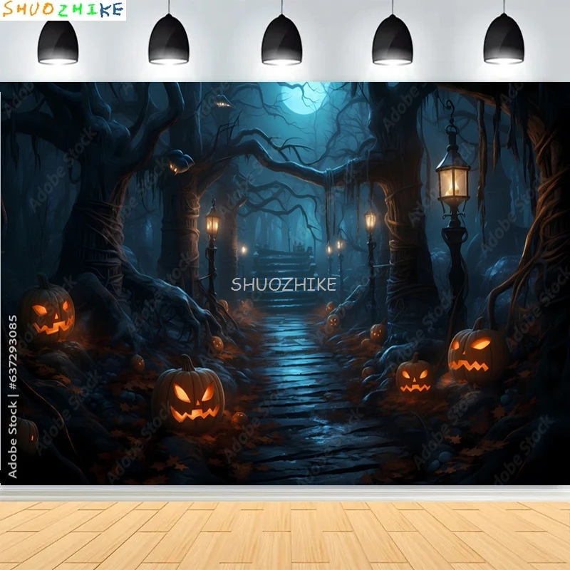 Хэллоуин День Темный кладбище Сцена Фотофоны Замок Крендовище Фестиваль ужасов Вечеринка Фотостудия Фон KB-03