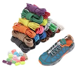 New1 Pair No Tie Shoelaces 1 Second Fast Round Plastic Lock Elastic Shoelace Suitable for All Sports Shoes Accessories Lazy Lace