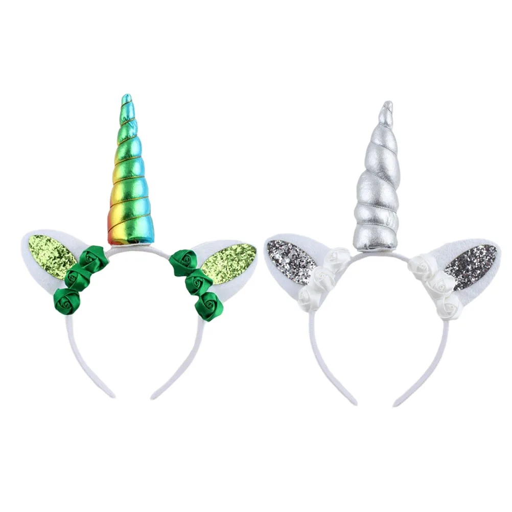 

Green Rose Headdress Lightweight Soft St Patricks Day Unicorn Hair Hoop Party Hair Accessories Festival Supplies