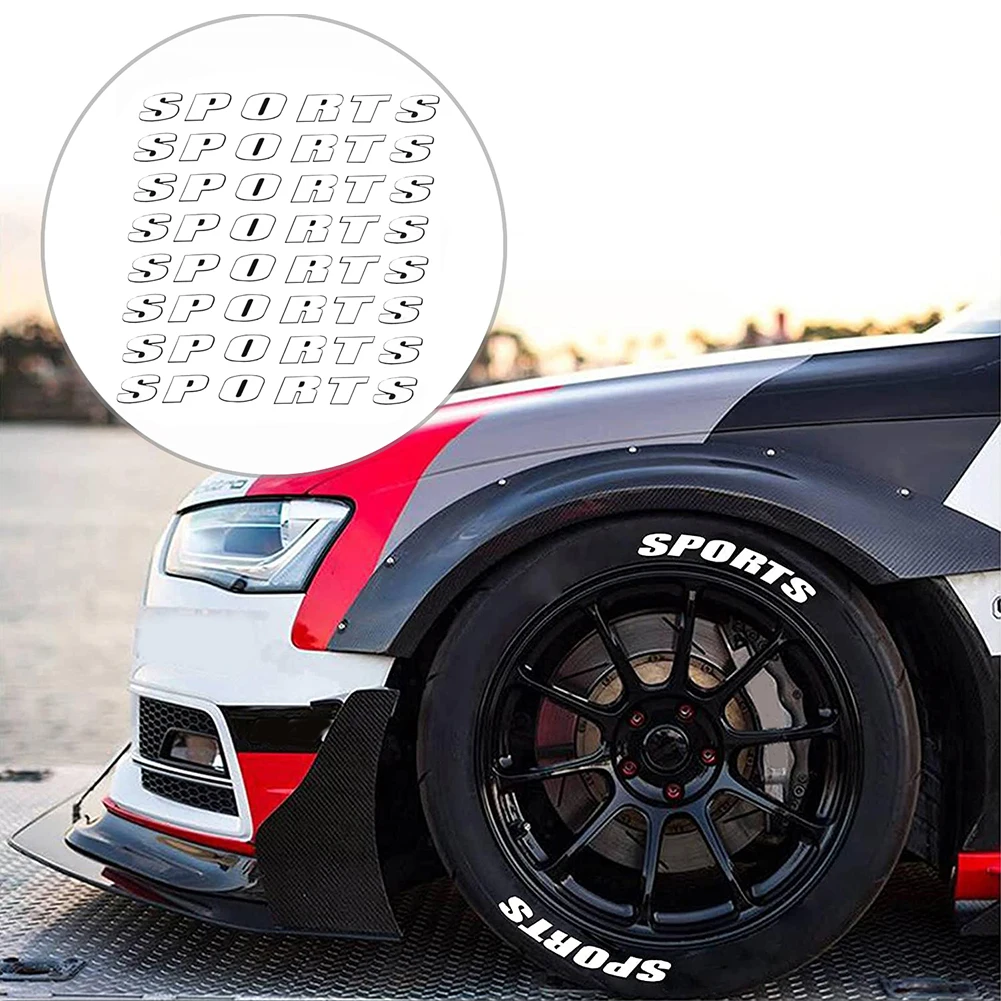 

8 шт. наборы наклеек на автомобильные шины, наклейки с белыми буквами, ПВХ резиновые буквы на шины для украшения автомобильных и мотоциклетных шин, тип 1