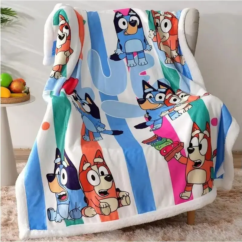 Animated Bluey Family Blanket Flannel Blanket 3d Printed Children\'s Air Conditioning Sofa Animated Throw Blanket Napping Blanket