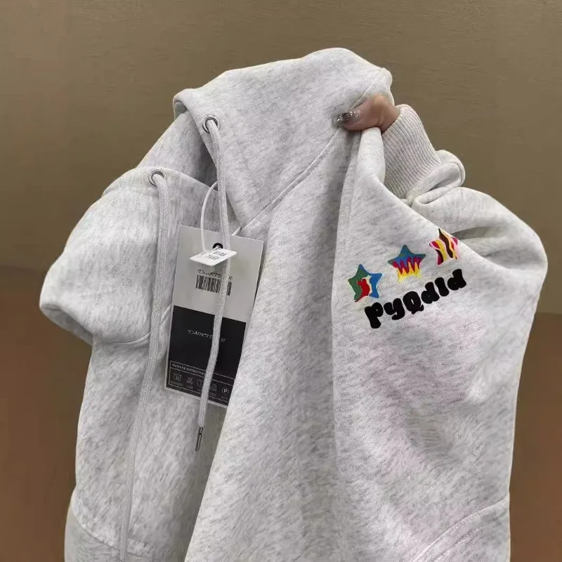 

American Street Heart Star Printed Hoodie 2025 Autumn/Winter Women's Loose Chinese Style Hoodie Top Female Clothing