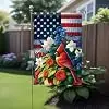 Patriotic Garden Flag 12X18 Inch Double Sided American Flag Cardinal Bird Floral Yard Decoration Seasonal Outdoor Banner for jjp