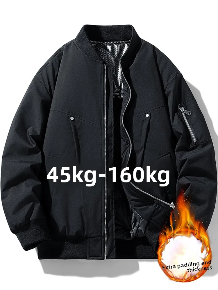 

Мужская зимняя утепленная хлопковая куртка с воротником-стойкой, большие размеры, повседневная одежда, наполнитель из полиэфирного волокна, застежка-молния