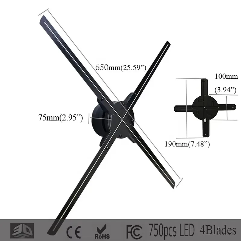 65Cm 3x3 Floor Stand Portable Kiosk Totem Media Advertising Display Player Lcd Digital Signage Hologram 3D Led Fan Display