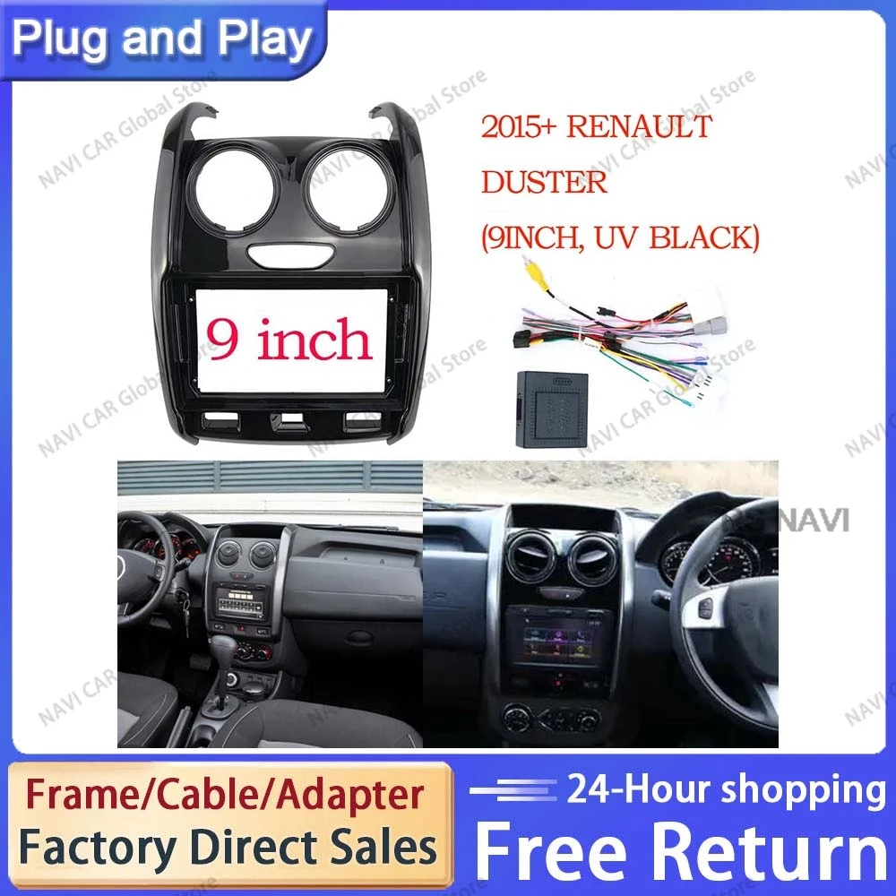 NAVI 2 D in 9 Inch Car Radio Dash DVD GPS Mp5 Plastic Fascia Panel Mount Frame for RENAULT Duster 2014 - 2018 Dash Mount Kit