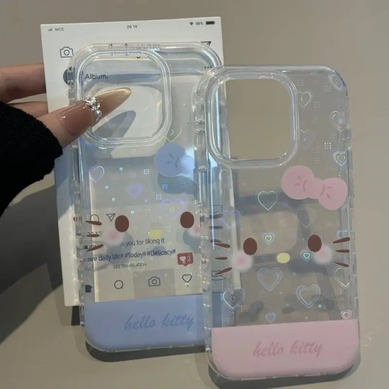 

Простой чехол для телефона с милым котенком в виде мультяшного лазерного сердца для iPhone 17, 16, 13, 11, PRO MAX 15, 14 PLUS MINI X XS MAX XR, чехол с мультяшным рисунком Y2K