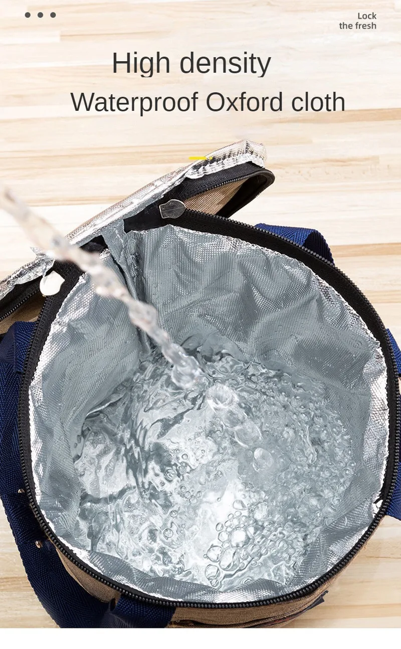 Anti-grease Lunchbox Bag Aluminum Foil Round Crossbody   Large Waterproof Fashion Extra Thick Handbag Insulation