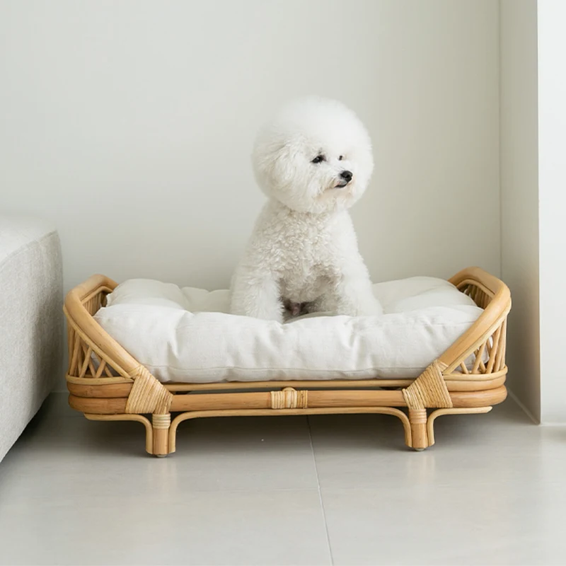 

Rattan dog bed Rattan kennels Small and medium-sized dogs Winter and summer dog beds All-season cat litters Pet beds