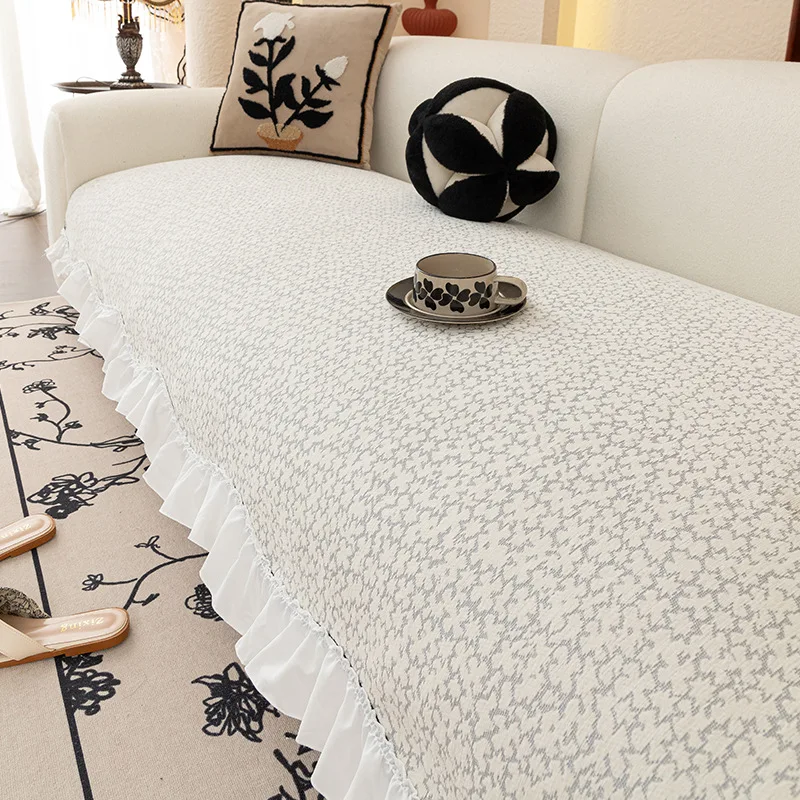 French Antique High-end Skirt Sofa Cushion 2025 New Style Light Luxury High-end Straight Row Cover Four Seasons