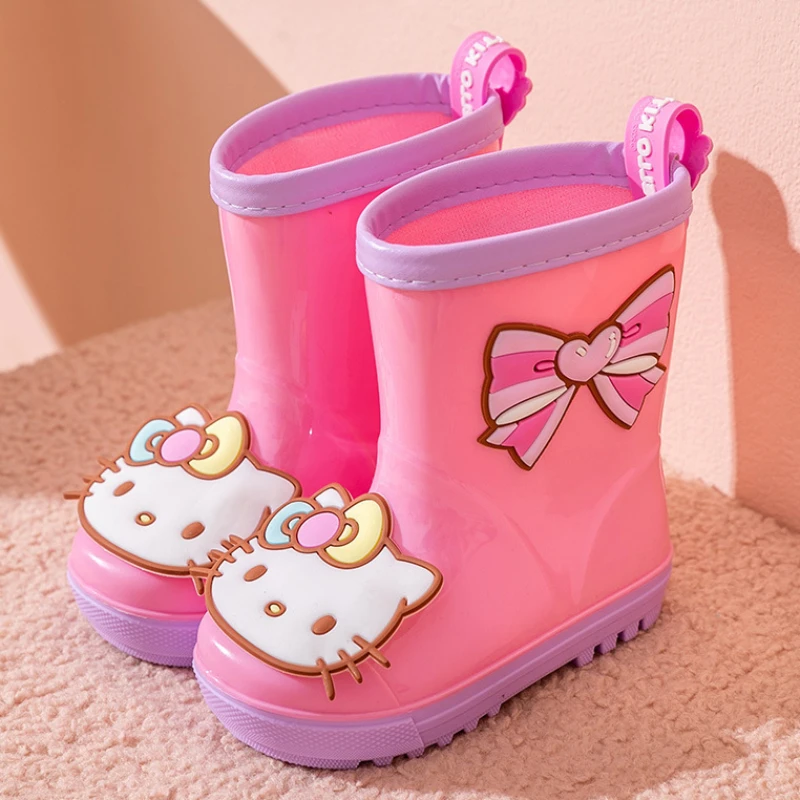 Hello Kittys Child Rain Boots Sanrioed Girl Boys Rain Boots Children Anti-slippery Rain Boot Kid Waterproof Rubber Shoe