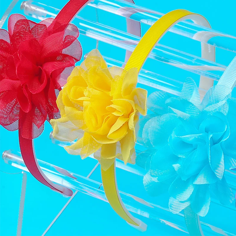 2pc 8cm solide große Blume Stirnband Haarband für Kinder Mädchen Bögen Haar Reifen Gros grain Band Haarschmuck