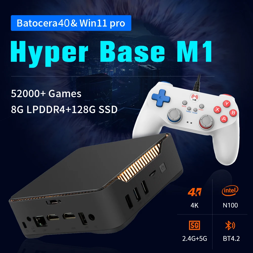 

Игровая консоль в стиле ретро WIN 11 Pro и Batocera OS N5105 MINI PC, жесткий диск 2 ТБ, 52000 игр, 80 эмуляторов для PS3/PS2/PS1/WII