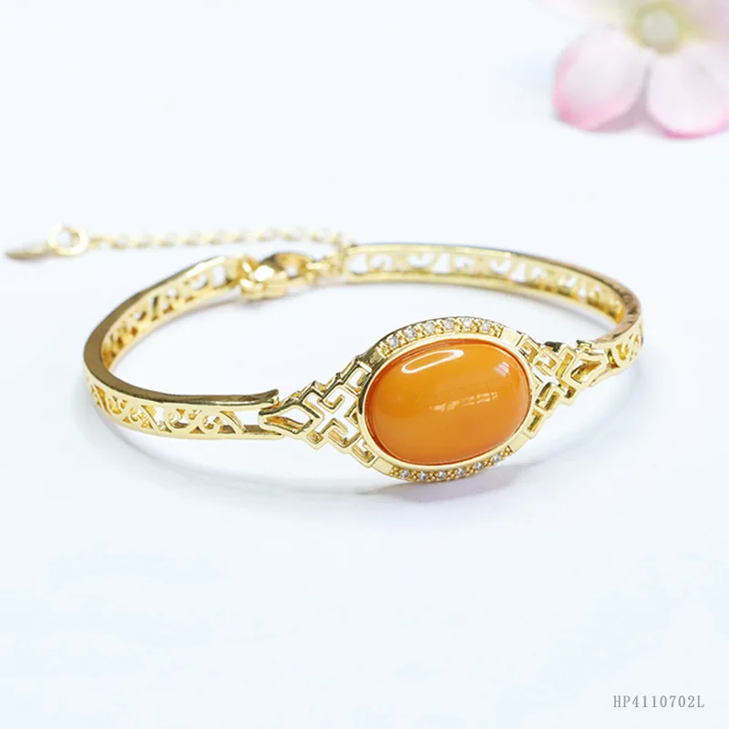 New Amber Old Beeswax Half Bracelet Jewelry Ethnic Style Fashion Versatile