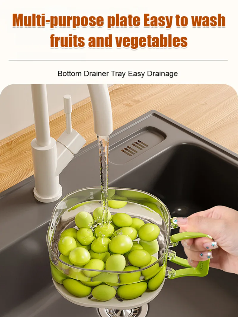 Cesta de lavagem doméstica 2 em 1, cesta de filtro fofa espessada, cesta de frutas, escorredor especial