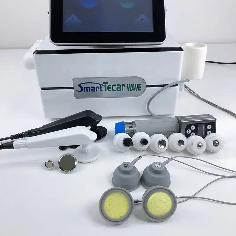 Nova transferência de energia capacitiva e resistiva inteligente de onda tecar/ems combina onda de choque 3 em 1 máquina de fisioterapia