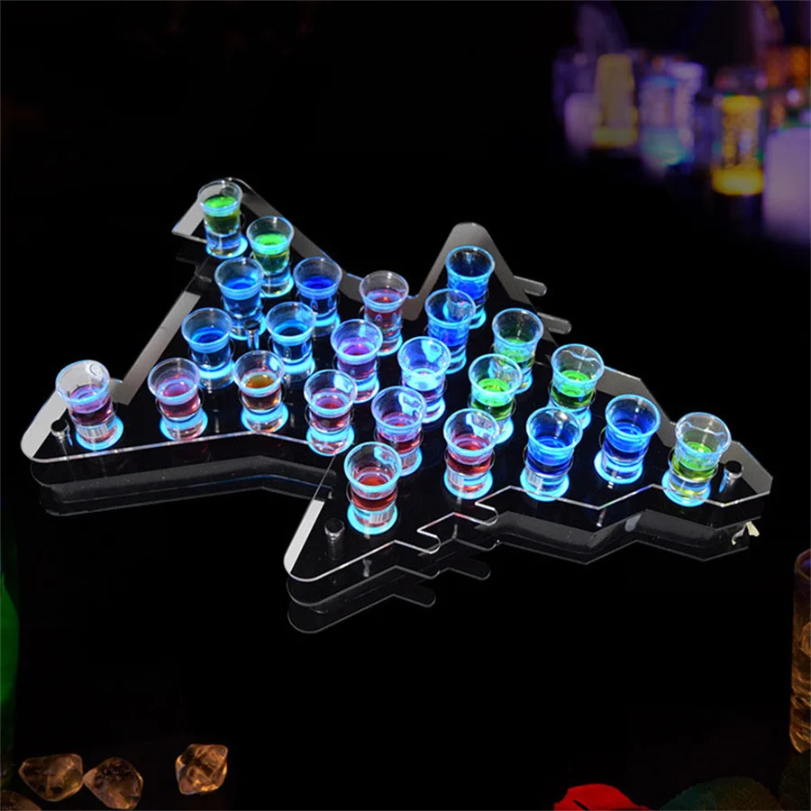 Airplane Bar Party Rechargeable VIP Glass Serving Tray LED Shot Glass Tray Wine Rack Holder LED Cocktail Glass Display Stand