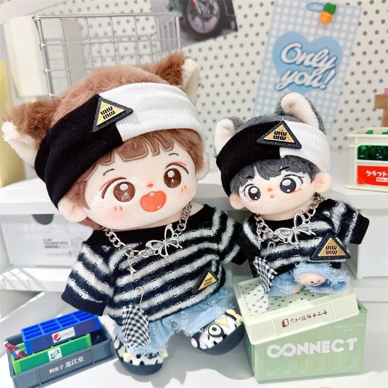 소년용 귀여운 인형 옷, 블랙 화이트 블루 스웨터, 세트 DIY 의류 액세서리, 어린이 팬 선물, 10 cm, 20cm 