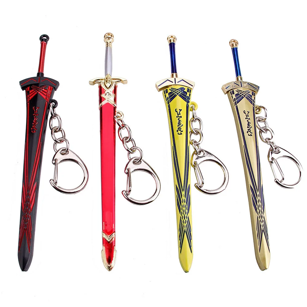 12cm Fate Stay Night Excalibur Modelo Pingente Chaveiro para Homens Meninos Caliburn Metal Esmalte Chaveiro Anime Fãs chaveiro Jóias