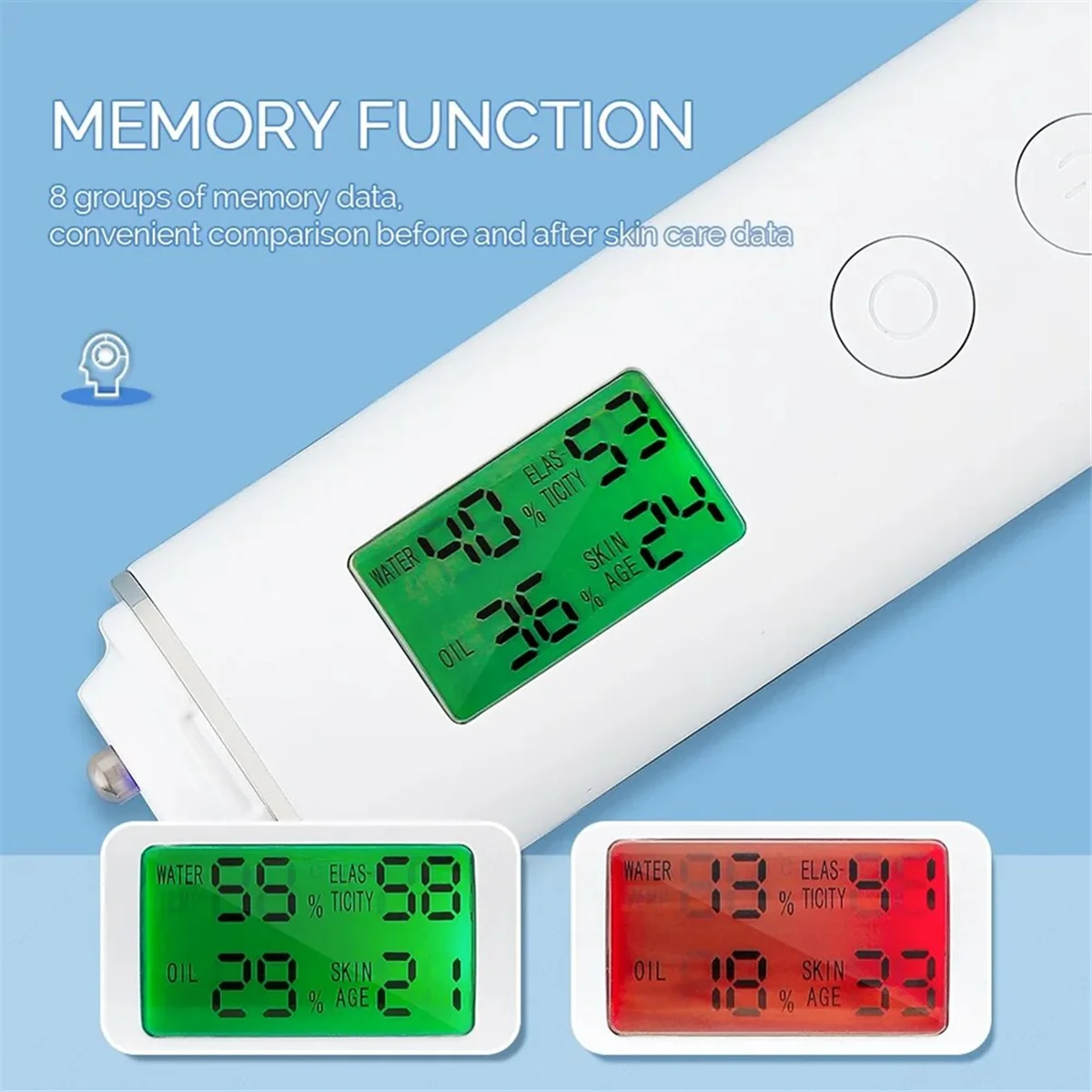 Skin Tester Face Skin Moistureand Oil Content Skin Analyzer Skin Water Cheek Elastic Skin Age Test Meter agente Detector