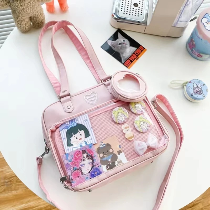 Women Japanese Style Trend Kawaii Candy Color Large Capacity Ita Bag Fashion Student Preppy Shoulder Bag Messenger Crossbody Bag