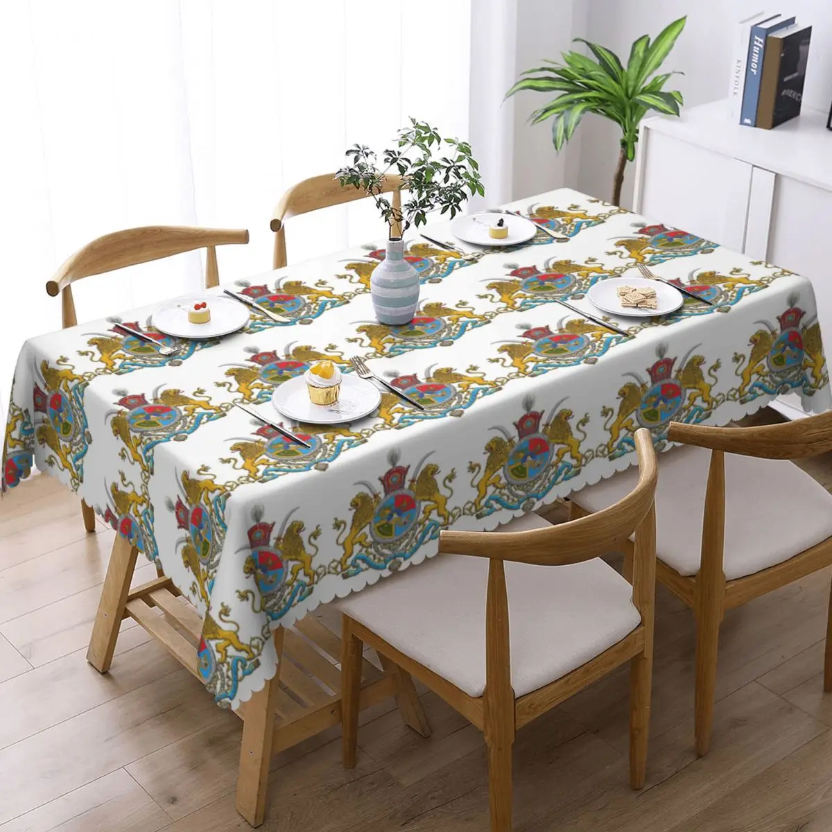 Iran Flag Emblem Persia Sun Lion Custom Rectangular Tablecloth Waterproof Table Cover for Dining Events Table Cloth