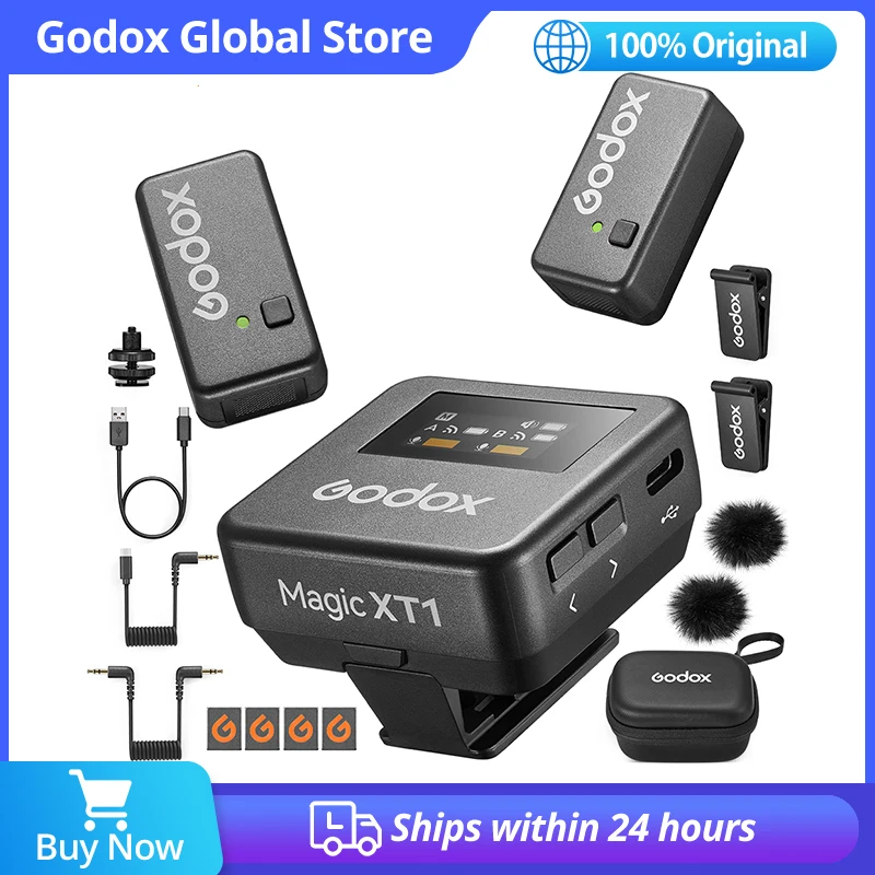 

GODOX Magic XT1 2.4GHz Wireless Microphone System Max. 200M LOS Range Pro Audio Treatment UAC Support Digital Audio Recording
