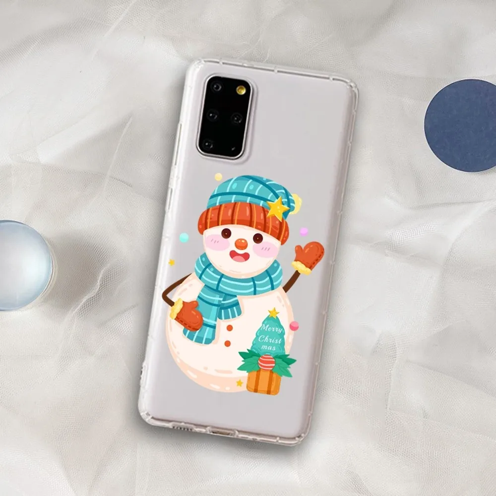 Winter Cute Snowman Phone Case For Samsung S 20 21 22 23 for Redmi Note7 8 9 10 for Huawei P20 30 40 Clear Case