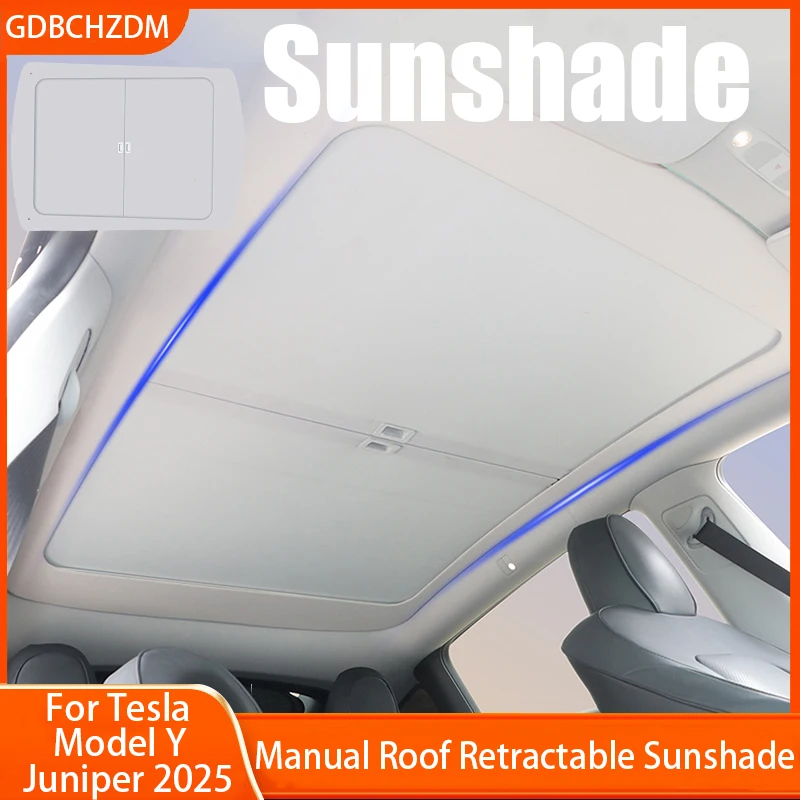 

Retratable Sunshade For New Tesla Model Y Juniper 2025+ Roof Shade Scroll Original Sun Visor Pleated Sunscreen