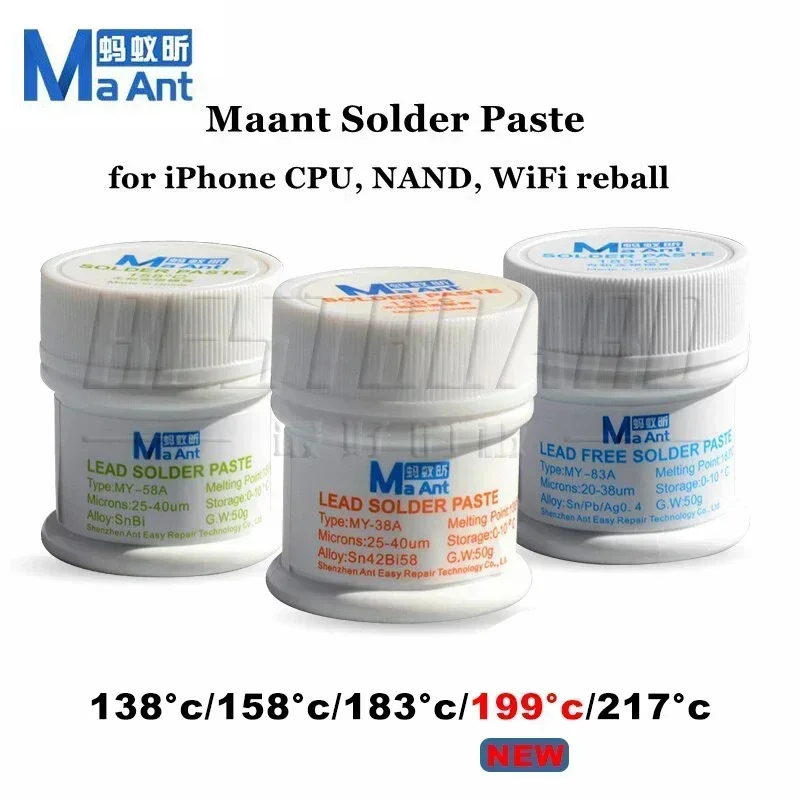 MaAnt 138 158 183 50G Silver Containing Solder Paste for Mobile Phones Chip Motherboard Middle Layer Welding Repair Tools