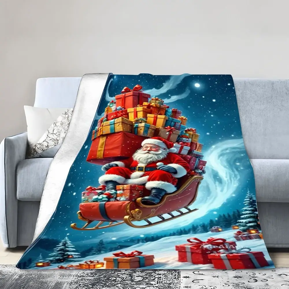 ديكور عيد الميلاد السحري سانتا كلوز ذو مزلقة ذهبية - تمثال جولي سانتا مع هدايا ملفوفة مشرقة، منظر طبيعي ثلجي، وميض #5