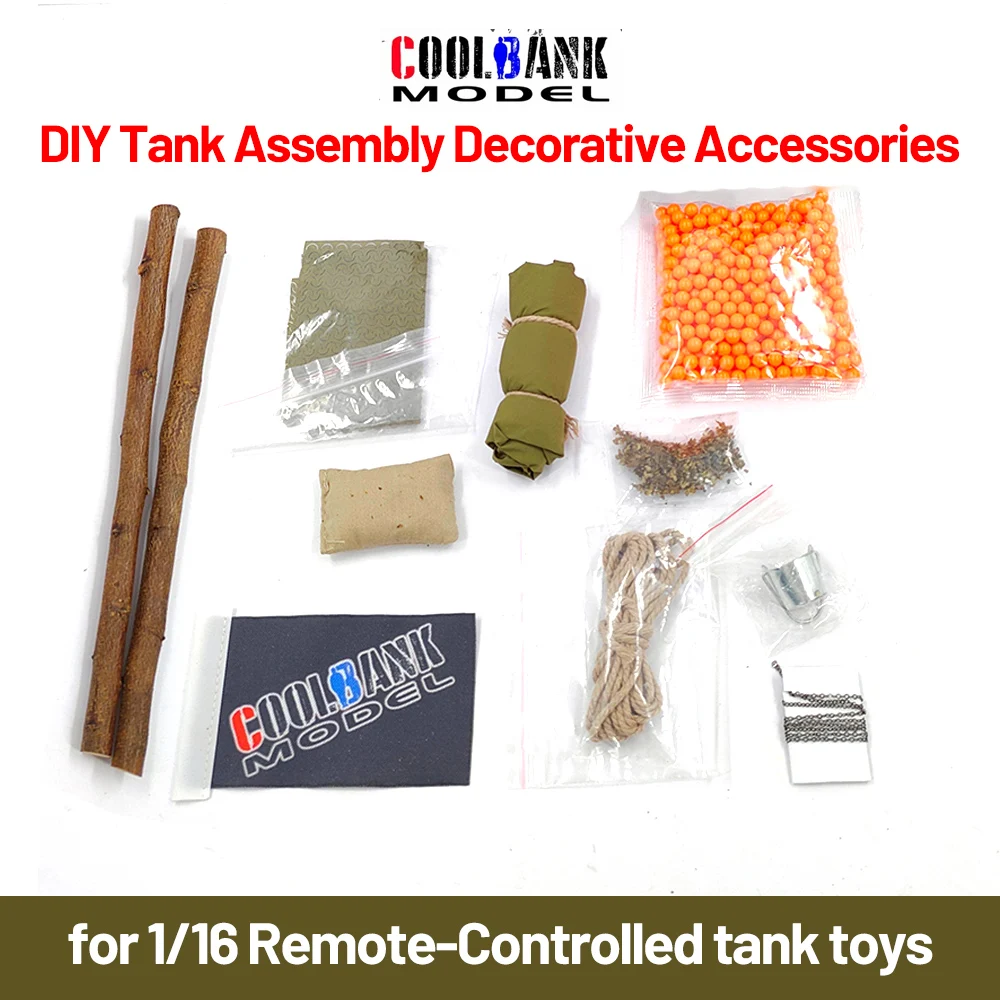 COOLBANK Conjunto decorativo de acessórios para modelo de tanque DIY para brinquedo de tanque de controle remoto em escala 1/16 HENGLONG / Tongde Series