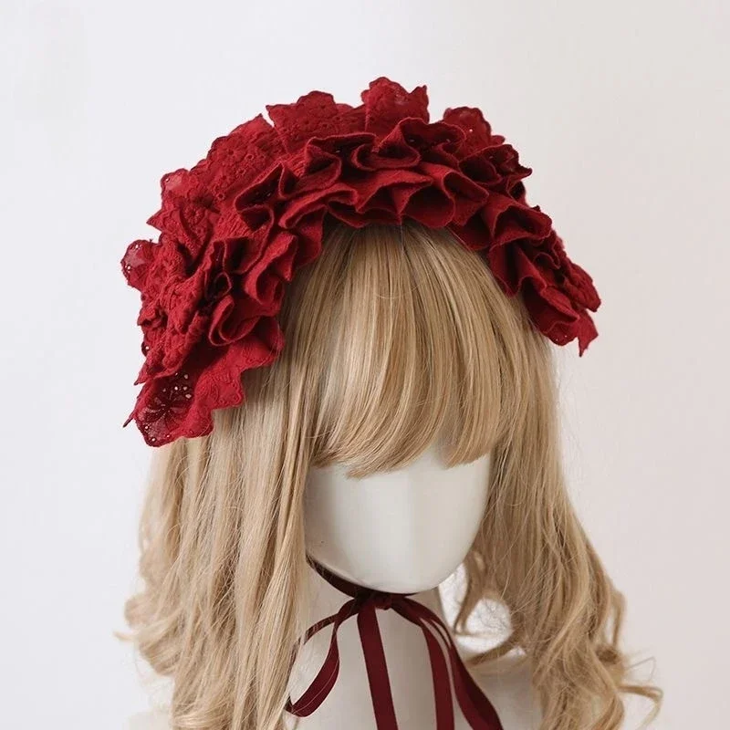 

Bow Hair Band Kc Gothic Lace Handmade Christmas Cosplay Lolita Headdress Hair Accessories